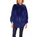 Poncho,cape en fourrure lapin,à capuche, Bleu